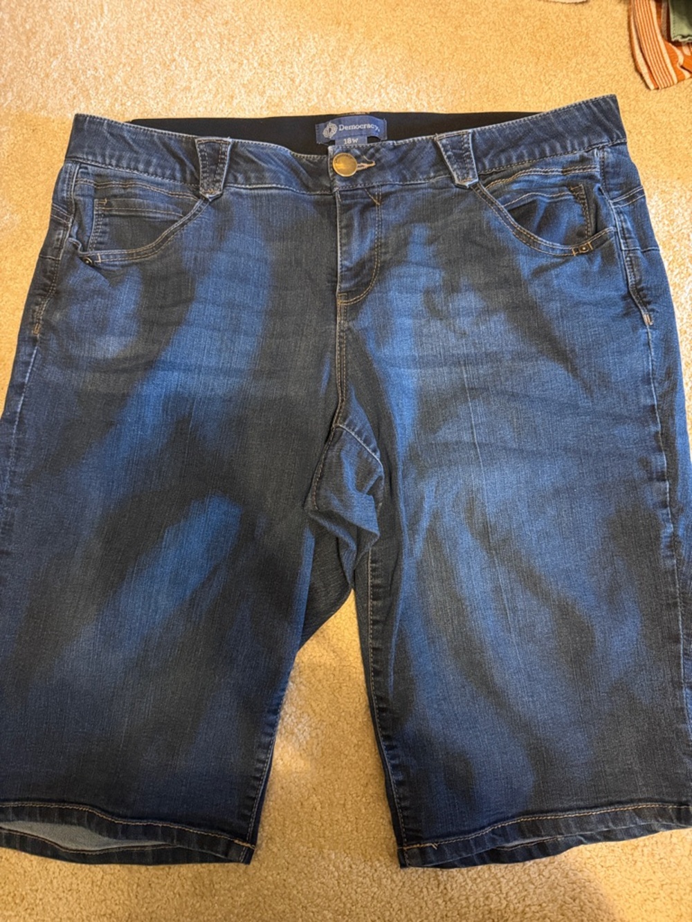 Democracy Blue Denim Bermuda Shorts with Classic Five-Pocket Style